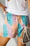 Plus Size Drawstring Pocket Tie Dye Casual Shorts For Women Orange