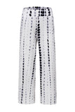Women's Tie Dye Print High Waisted Wide Leg Pants White