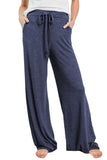 Women's Drawstring Plain Lounge Pants With Pocket Blue