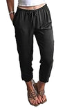 Drawstring High Waisted Pocket Plain Yoga Pants Black