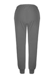 High Waisted Plain Drawstring Sports Pants Grey