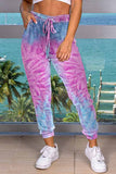 Drawstring Tie Dye High Waisted Jogger Pants With Pocket
