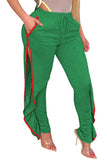 Women's Drawstring Pocket Ruched High Waisted Pants Green