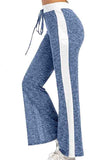 Women's Drawstring Color Block Wide Leg Yoga Pants Blue