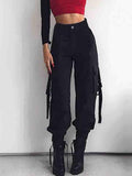 Solid Cargo Pants High Waisted Jogging Sweatpants