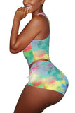 Women's Tie Dye Print Tank Top And Shorts Tracksuit