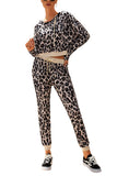 Leopard Print Long Sleeve Top With Jogger Pants Set