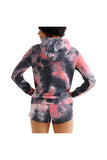 Womens Casual Long Sleeve Hoodie And Shorts Tie Dye Two Piece Set