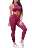 Womens Sports Two Piece Outfits Yoga Crop Top High Waisted Leggings Set