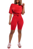 Womens Short Sleeve Top With Skinny Shorts Tracksuit