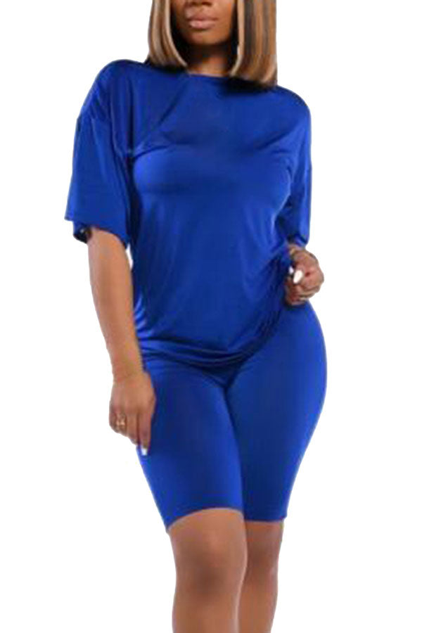 Women's Two Piece Outfits Half Sleeve T-Shirt With Bodycon Shorts