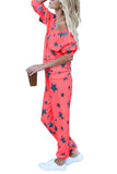 Women's Long Sleeve Top With Long Pants Star Print Pajama Set