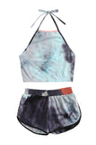 Women's Sexy Tie Dye Crop Top And Shorts Two Piece Set