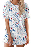 Summer Graffiti Print T-Shirt And Drawstring Shorts Pajama Set
