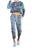 Long Sleeve Hoodie With High Waisted Pants Tie Dye Two Piece Set
