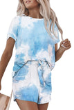 Women's Tie Dye Outfits Crew Neck Short Sleeve And Shorts Two Piece Set