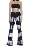 Tie Dye Bandage Top High Waisted Bell Bottom Pants Two Piece Outfits