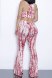 Racerback Crop Top Bell Bottom Pants Tie Dye Two Piece Outfits For Women