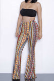 Women's Two Piece Outfit Tribal Print High Waisted Flared Pants Set