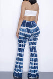 Tie Dye Bandeau Top Flared Pants Two Piece Outfits