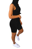 Crop Top With Neck Gaiter High Waisted Shorts Tracksuit For Women