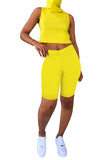 Crop Top With Earloop Neck Gaiter High Waisted Shorts Tracksuit For Women