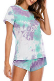 Short Sleeve T-Shirt And Shorts Tie Dye Pajama Set For Women