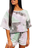 Women's Lounge Short Sleeve T-Shirt And Shorts Tie Dye Pajama Set
