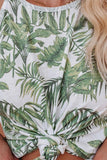 Women's Summer Casual Sleeveless Leaf Print Tank Top And Shorts Pajama Set