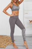 Leopard Bra High Waisted Legging Two Piece Yoga Outfit Set