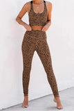Cheetah Print Sport Bra Leggings Yoga Set Gym Clothes