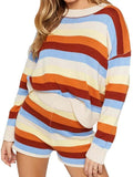 Colorful Striped Two Piece Sweater Set