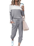 Womens Loungewear Color Block Sweatshirt Sweatpants Outfits