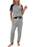 Pajama Sets For Women Color Block Tee With Jogger Pants
