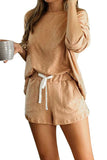 Women's Long Sleeve Pocket Loungewear Two Piece Pajama Set