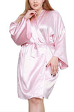 Plus Size Bell Sleeve Satin Wrap Short Bridal Robes For Women