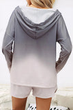 Ombre Hoodie Lounge Sweatshirt Shorts Set Gray