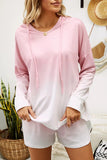 Ombre Hoodie Sweatshirt Shorts Pajama Set Pink