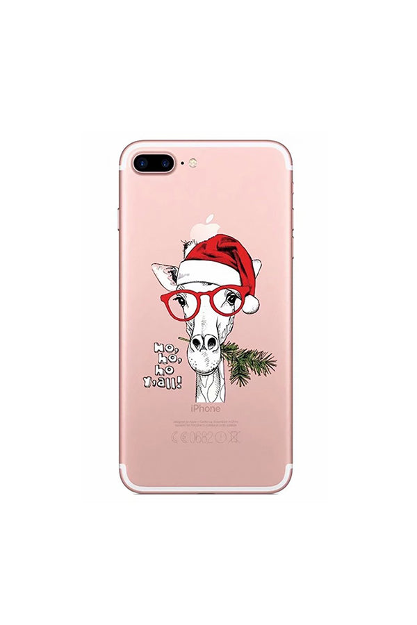 Christmas Cute Reindeer Print Transparent Case For iPhone White