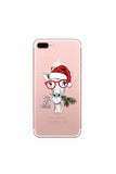 Christmas Cute Reindeer Print Transparent Case For iPhone White