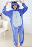 Blue Cute Ladies Stitch Flannel Jumpsuit Pajamas Costume
