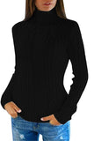 Women's Cable Knit Turtleneck Casual Pullover Sweater