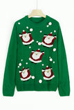 Green Crew Neck Pom Pom Santa Ugly Christmas Sweater