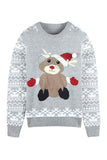 Gray Cut Reindeer Ugly Christmas Sweater