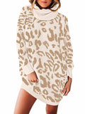 Womens Oversized Turtleneck Sweater Mini Dress