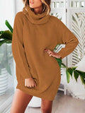 Womens Oversized Turtleneck Sweater Mini Dress