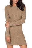 Women's Elasticity Slim Fit Cable Knit Long Sleeve Sweaters Dress