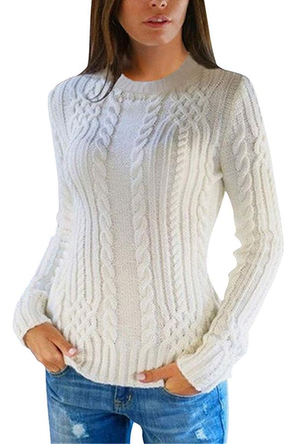 Women's Cable Knit Turtleneck Casual Pullover Sweater