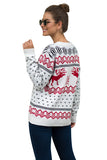 Reindeer Snowflake Pullover Sweater White