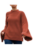 Bell Sleeve Knitted Pullover Sweater Coffee